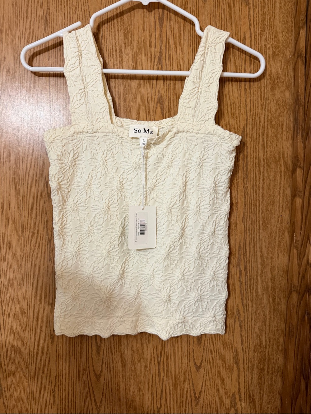 NWT So Me Cream Textured Square-Neck Tank Top